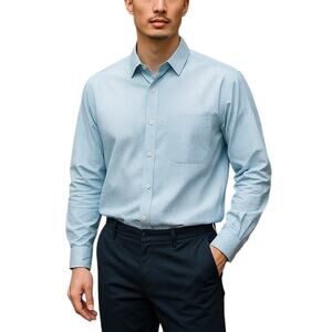 Croft & Barrow Polka Dot Dress Shirt Medium NWOT Light Blue Classic Fit